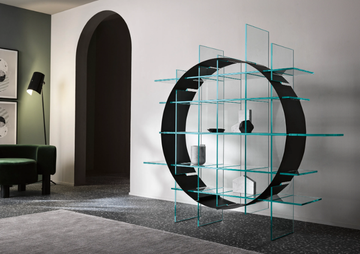 PARADIGMA - Freestanding double-sided plate and glass bookcase by Tonelli Design - view 3